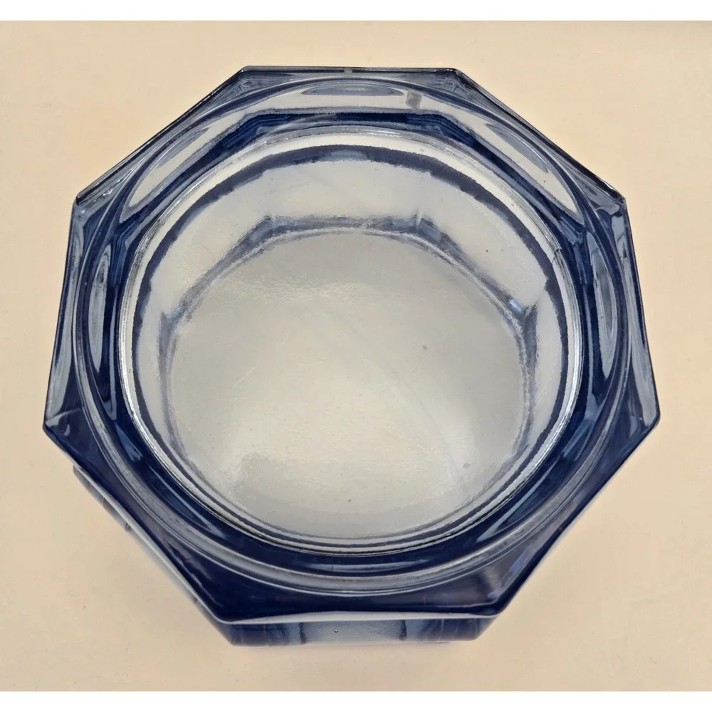 Vintage Ice Blue‎ Heavy Indiana Glass Faceted... Trinket Or Candy Dish